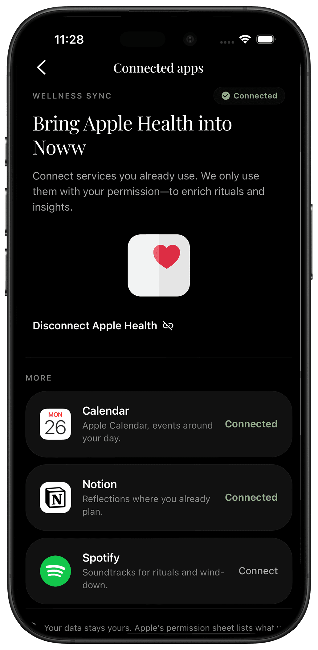 Noww app, Connected stack