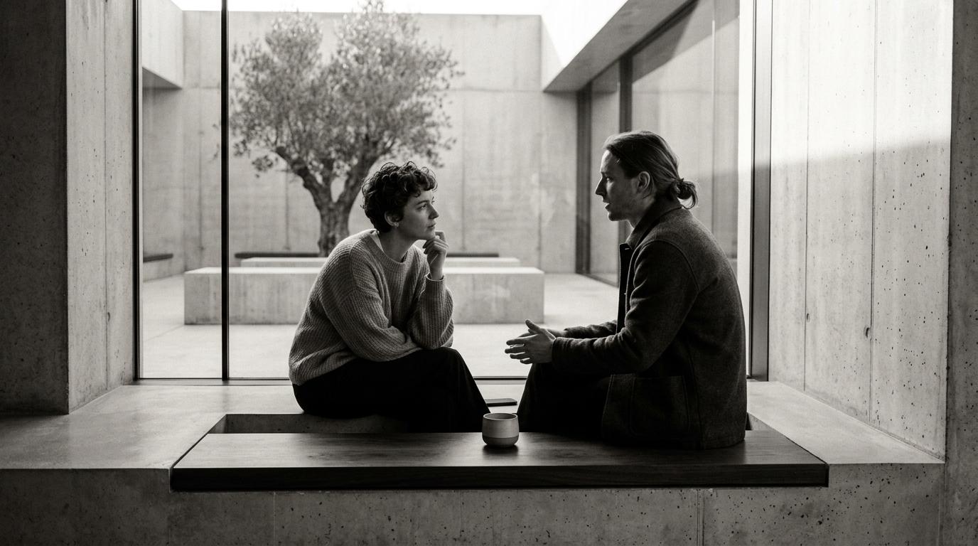 Two members in quiet conversation
